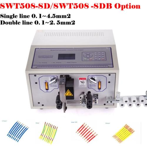 SWT508-SD Wire Stripper 0.1-4.5mm2 Peeling Stripping Cutting Machine for Computer Automatic Wire Strip with English LCD Tool Kit