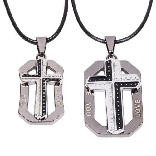 1 pair NEW Vintage Fine Jewelry Punk Statement Necklace Trendy Male Cross Necklace & Pendants For Men Women Jewelry