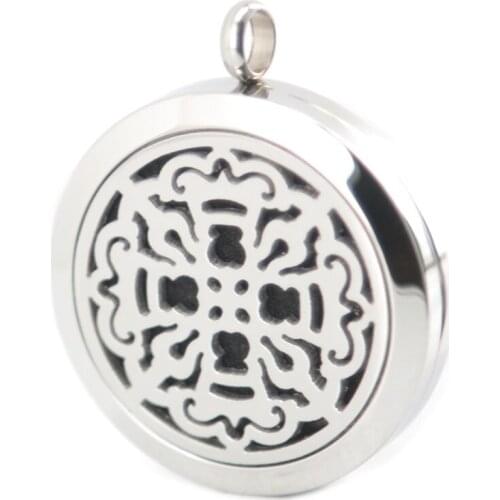 Vintage Cross Aromatherapy Essential Oil Surgical Stainless Steel Perfume Diffuser Locket Necklace Pendant