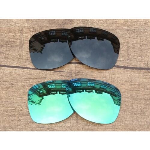 Vonxyz 2 Pairs Stealth Black & Jade Mirror Polarized Replacement Lenses for-Oakley Dispatch 2 Frame