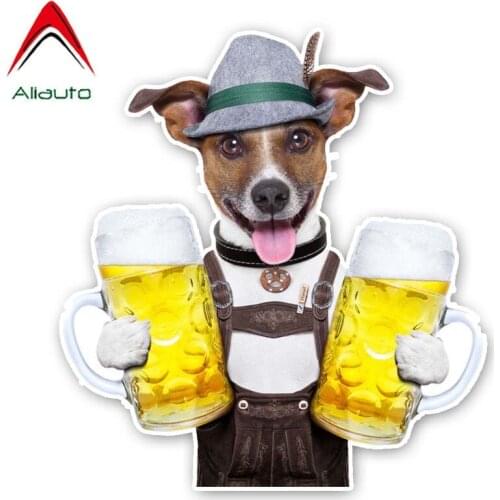 Aliauto Funny Car Sticker Cartoon Beer and Puppies Decal Accessories PVC for Infiniti Peugeot 308 Kia Rio Opel Astra,16cm*15cm