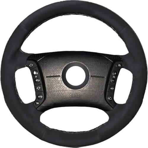 Black Hand-Stitched Alcantara Leather Suede Car Steering Wheel Cover for BMW E46 318i 325i E39 X5 E53