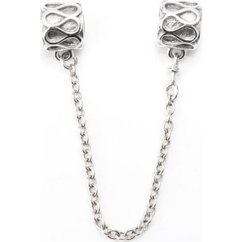 925 Sterling Silver Thread Bead Bow Safety Chain with Twist Of Fate Fit Europe Bracelet for Women Jewelry