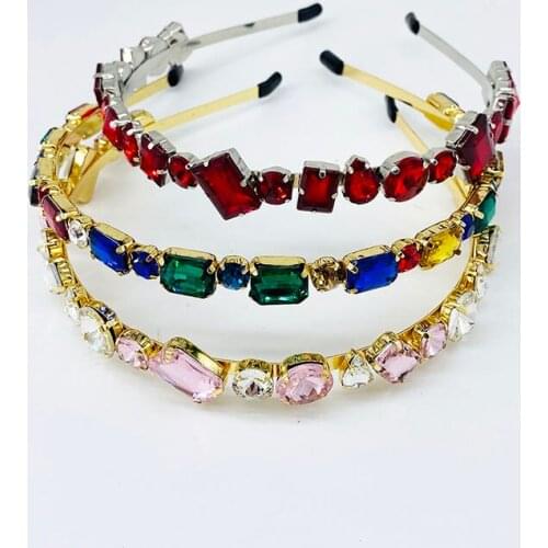 2021 Fashion Women Metal Green Crystal Head Chain Flower Hair Band Trendy Headband Hair Accessories