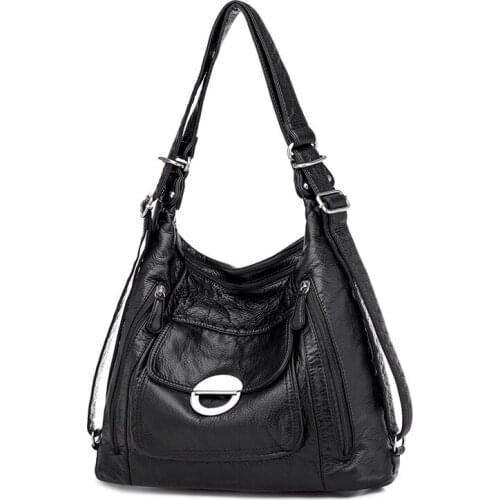 Womens bag large capacity soft PU leather handbag 2020 new Luxury and high quality trend ladies shoulder messenger bag gray