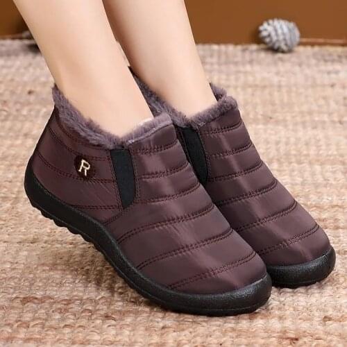Women ankle boots plush warm snow waterproof shoes unisex fashion cheap velvet furry booties woman shoes