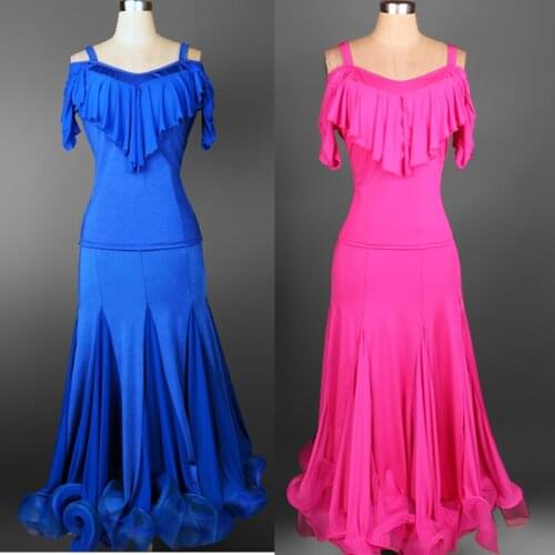 Ballroom dance costume sexy belt Sleeveless top+long skrit 2pcs/suit for women ballroom dance competition costume set 7 colors