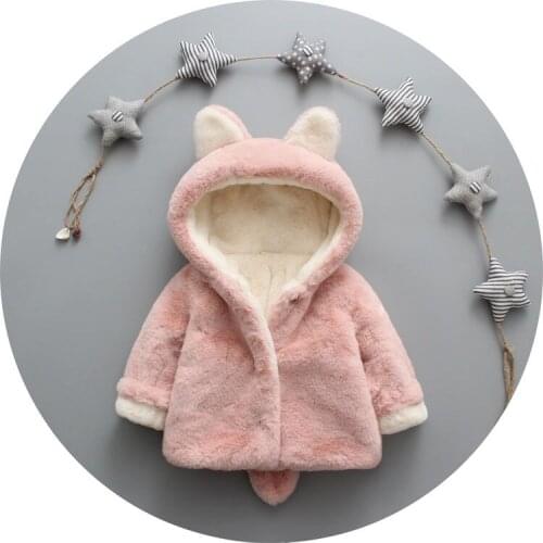 Winter girls Fluffy Cartoon 3D bear brand sweatshirts Plus velvet Thick cotton Fashion coat kids Warm Cashmere toddler clothing