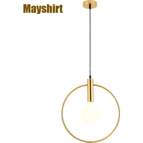 Gold Round Ring Pendant Lamp Nordic Led Kitchen Hanging Lamp Bedroom Living Room Bar Cafe Industrial Decor Modern Light Fixtures