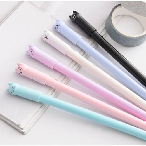 1Pcs Creative Stationery Cute Cartoon Animals Cat Tail Neutral Pen With Full Needle Black Pen Stationery for school Supplies