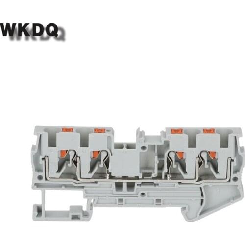 PT4-QU 10Pcs Push-In 4 Conductor Double Feed-Through Plug PT 4 QUATTRO Wire Electrical Connector Din Rail Terminal Block PT 4-QU