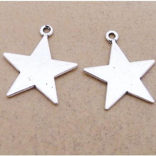 200pcs Star Charms 23mm x 22mm DIY Jewelry Making Pendant antique silver color