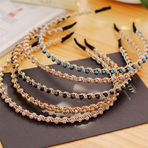 2021 NEW Fashion crystal headband adult simple press hair non-slip hairpin temperament rhinestone womens headband