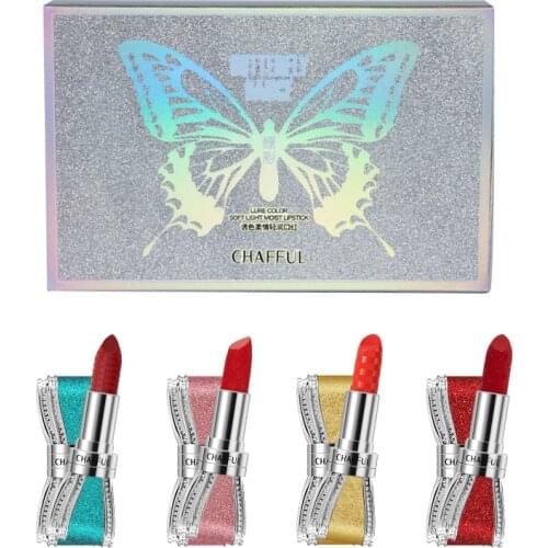 4Pcs Sexy Matte Brand Cosmetics Lipsticks Gift Moisturizing Long-Lasting Waterproof Lipstick Lip Blam Set Make-up Kit