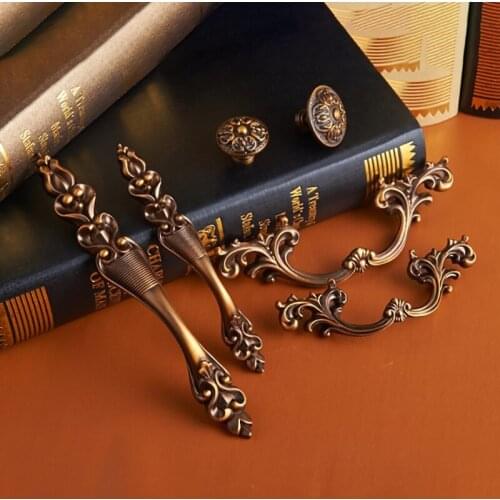 Antique Cabinet Handles and Knobs, Wardrobe Drawer Pull Shoe Ark Small Handle Golden Coffee and Silver Color
