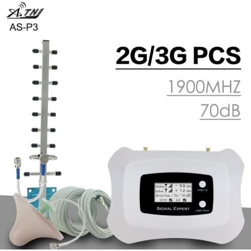 ATNJ PCS 1900MHz Cellular Signal booster 70dB Gain Power Full Smart 2G 3G Mobile Phone Amplifier Smart Phone Repeater Antenna