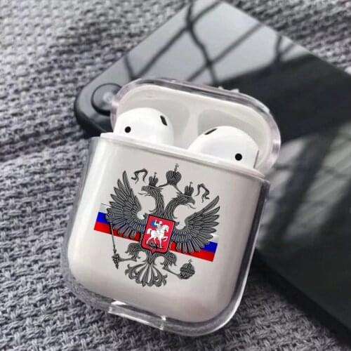 Russian flag national emblem Back Cover hard Case For Airpods wireless Bluetooth Earphone case Headphone Protection cover coque