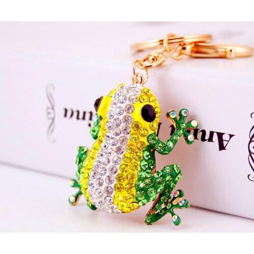 XDPQQ creative big eyes frog keychain Middle East imported high-end rhinestone colorful crystal keychain hanging bag jewelry