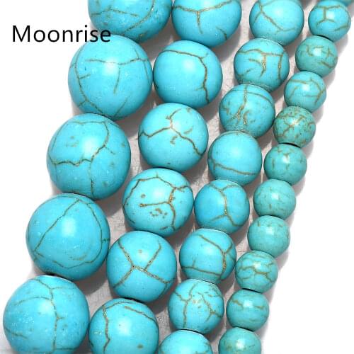 Natural Stone Beads Turquoise Round Loose Beads For Jewelry Making Diy Bracelet Necklace 4 6 8 10 12mm