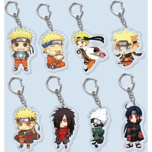 Cartoon Anime Narutos Keychain Acrylic Uchiha Sasuke Double Sided Transparent key Chain Ring Accessories Jewelry For Fans Gifts