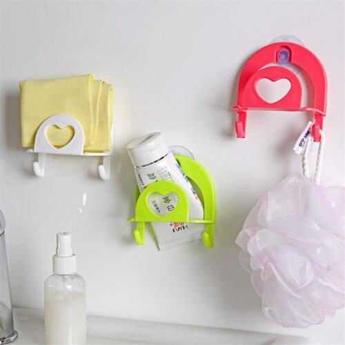 ECO Plastic Wall Mounted Sponge Rack Candy Color Bathroom Shelf Kitchen Sink Drain Rack Stand Hanging Sponge Holder With Hook