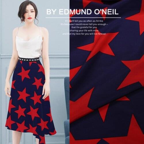 Customized spring and summer digital inkjet printing crepe de chine silk red five-star skin-friendly silk dress fabric