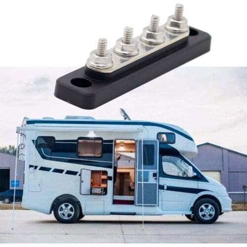 M68B 12/24V Wearproof 4 Way Bus Bar 100 Amp Power Distribution Box Terminal Studs Terminal Blocks Ground Circuit