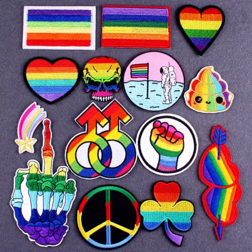 Lgbt Flag Rainbow Patch Iron On Patches For Clothing DIY Gay Pride Patch Badge On Bags Embroidery Patches On Clothes Stripes
