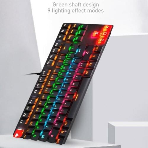 87 Keys Universal RGB Backlight Mechanical USB Wired Gaming Keyboard for Desktop Dustproof and Waterproof Shaft