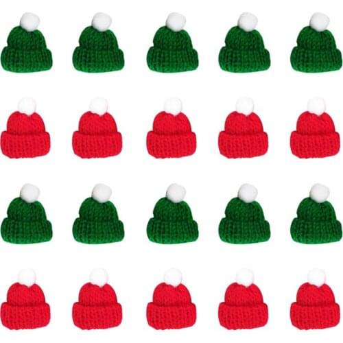 20pcs Mini Wool Hat Knitted Santa Hat Handwork Accessories Clothes little Christmas Hat DIY Handmade Accessories Decorations