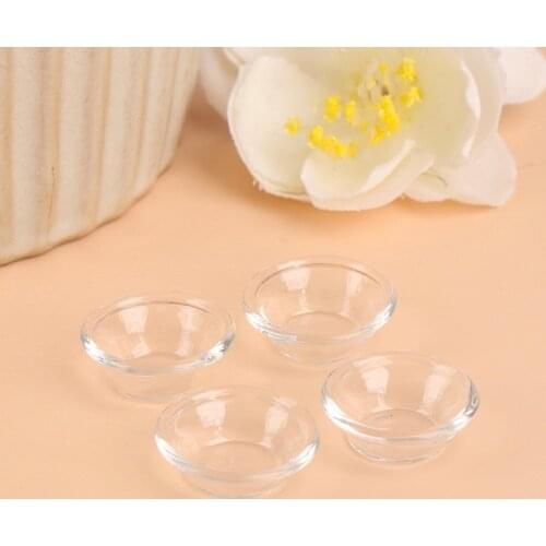 4Pcs 1:12 Dollhouse Miniature Glass Bowl Dish Salad Bowl Mini Soup Plate Kitchen Dinning Model Dollhouse Decor Accessories Toys