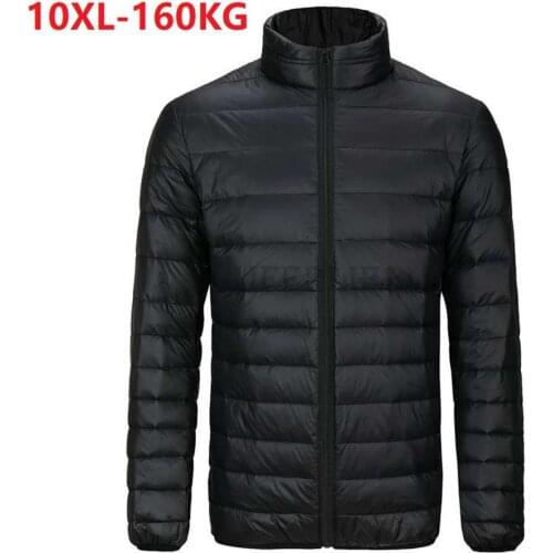 8XL 160KG autumn Winter Warm Men Parkas Plus Large Size Big 10XL Sportwear Casual Down Parkas Thin Light Black Blue Jacket 52 54