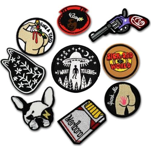 Cat Rip Dip Embroidered Patches for Clothing Iron on Clothes Patch ironing DIY Applique Sew Stickers Fabric Badges Super