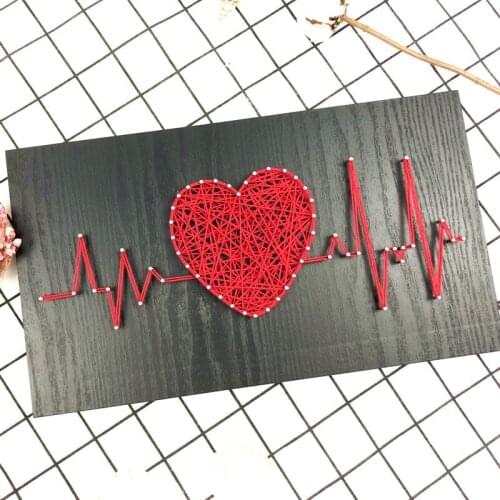 ECG yarn painting nail winding painting creative decorative painting handmade Valentines Day gift DIY material bag