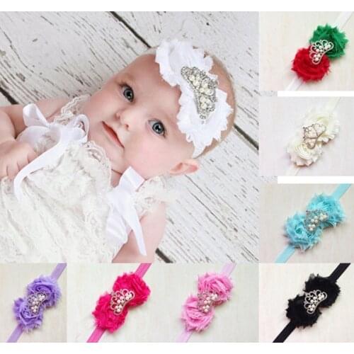 2015 new Girls Princess Crown Hairbow double shabby headband Newborn hairbands girl Headbands Shabby Chic Headbands 120pcs/lot