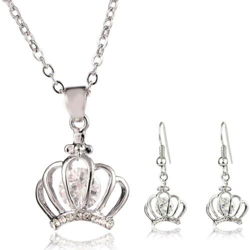 2021 New Hot Sale Austrian Crystal Fashion Crown Shape Jewelry Set For Women