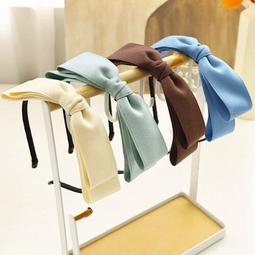 2021 New Vintage Headband Bezel For Women Big Bow Simple Classic Hairband Solid Color Casual Headwear Adult Hair Accessories