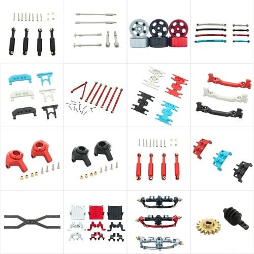 Aluminum Alloy Upgrade Wheel Hex Skid Plate Axle Housing Steering Link Axle Chassis Set for 1/24 RC Crawler Axial SCX24 AXI90081