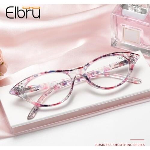 Elbru Presbyopic Glasses Diamond Embellished PC Explosion-proof Spring Leg Reading Glasses Unisex +1.0 +1.5 +2.0 +2.5 +3.0 +3.5