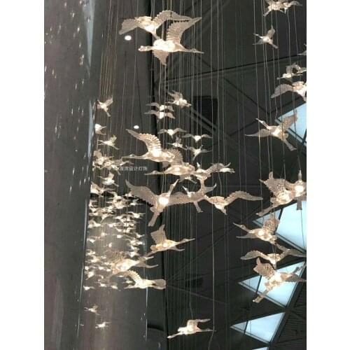 Air hanging decoration atrium sales office sand table hotel bird swan wings seagull Chinese shop decoration chandelier