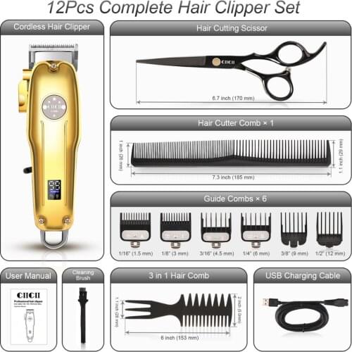 Barber Professional Electric Hair Trimmer For Men Beard Cutter Hair Clipper Rechargeable Cordless Machine Stainless Steel