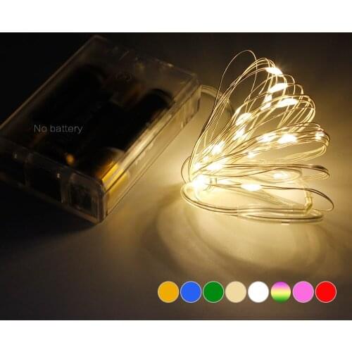 2M 5M 10M LED Silver Wire String Lights For Christmas Festival Wedding Party Holiday Decoration Garland Waterproof Battery Strip