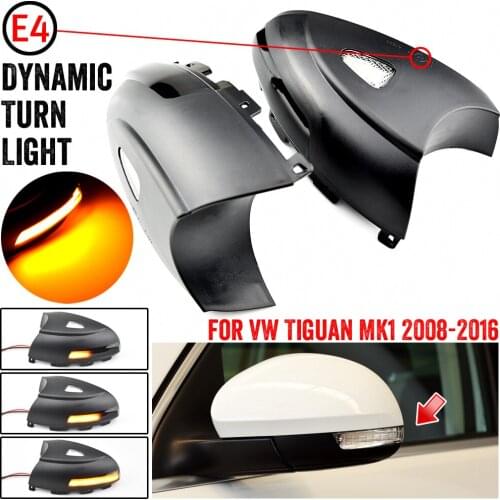 For VW Volkswagen Tiguan MK1 2008-2016 LED Dynamic Turn Signal Blinker Sequential Side Wing Mirror Indicator Light Puddle Light