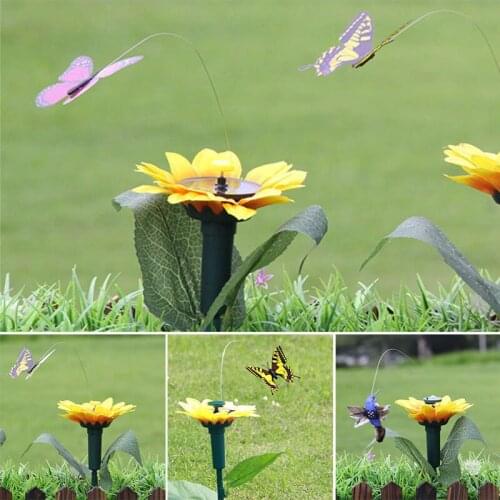 Solar Powered Dancing Fluttering Butterflies Flying Hummingbird Garden Plants Flowers Stake Yard Lawn Decor JDH88