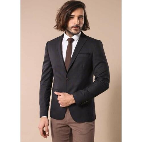 Checked Cachet Slim-Fit Brown Blazer