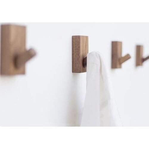 Solid Wooden Hangers Towel Hook Coat Hooks Decorative Wall Hang Mounted Keys Hangers Racks Wall Bag Hooks Modern Robe Holder