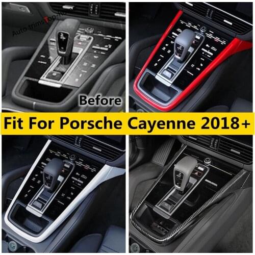 ABS Matte / Red / Carbon Fiber Look Interior For Porsche Cayenne 2018 - 2021 Stalls Gear Shift Box Panel Cover Trim Accessories