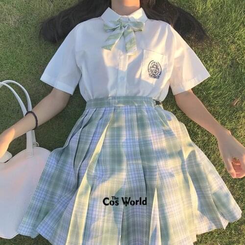 [Cedar] Girls Womens Japanese Summer High Waist Pleated Plaid Skirts For JK School Uniform Students Cloths