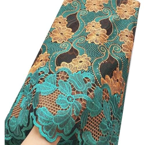 Green Latest African Lace Fabric 2021 Gold Embroidered Net Wedding Nigerian Lace Fabrics Guipure Tulle Cord French Lace Fabric