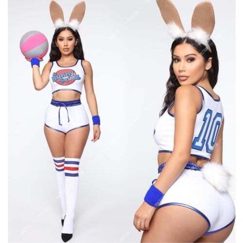Space Lola Bunny Rabbit Cosplay Costume Rabbit Bunny Jam Costumes Women Girls Halloween Party Clothes Tops Shorts Outfit Set